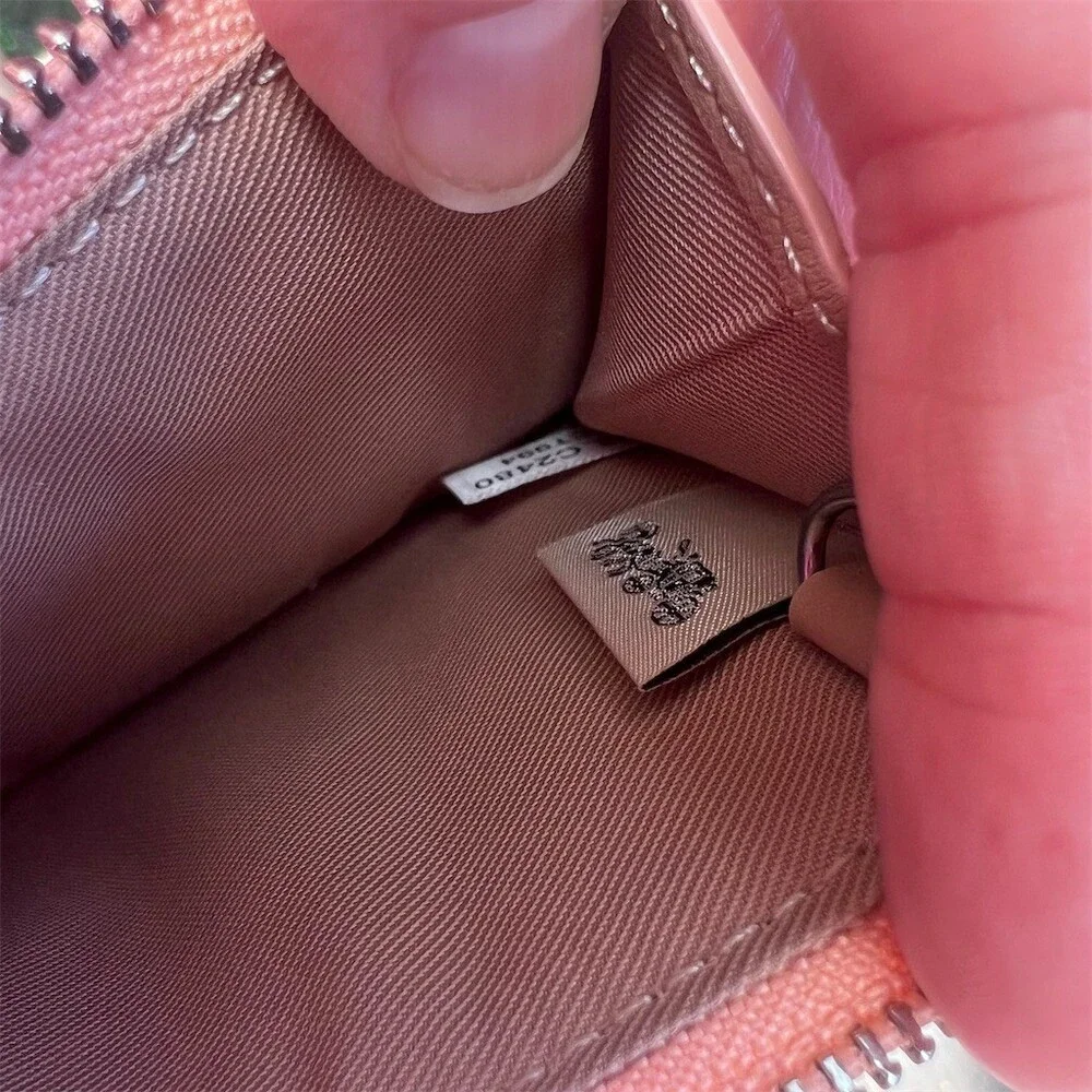 COACH Mini Skinny ID Case Key Chain Wallet Signature Jacquard NWT